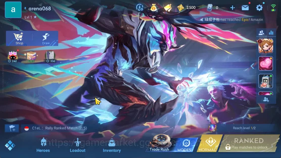 Honor of Kings Accounts Hero 7 |Starter with Legend Skin Selection Chest(D image 3