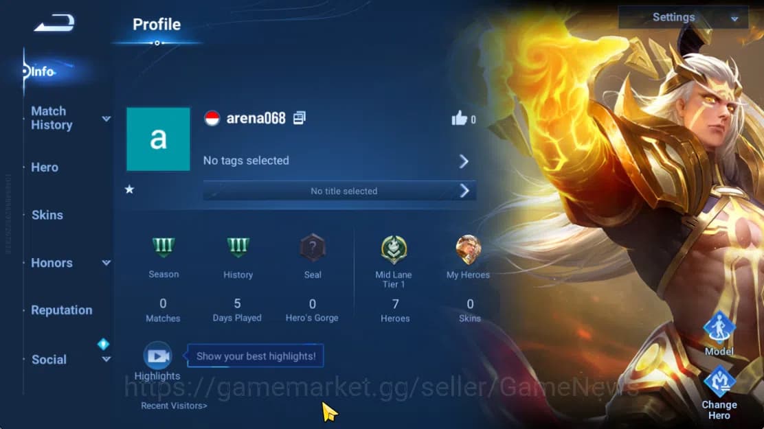 Honor of Kings Accounts Hero 7 |Starter with Legend Skin Selection Chest(D image 5