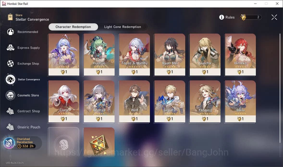 Honkai Star Rail Accounts Asia | TL26 | 3Limit Yao Guang, Dan Heng PT, Spark image 4
