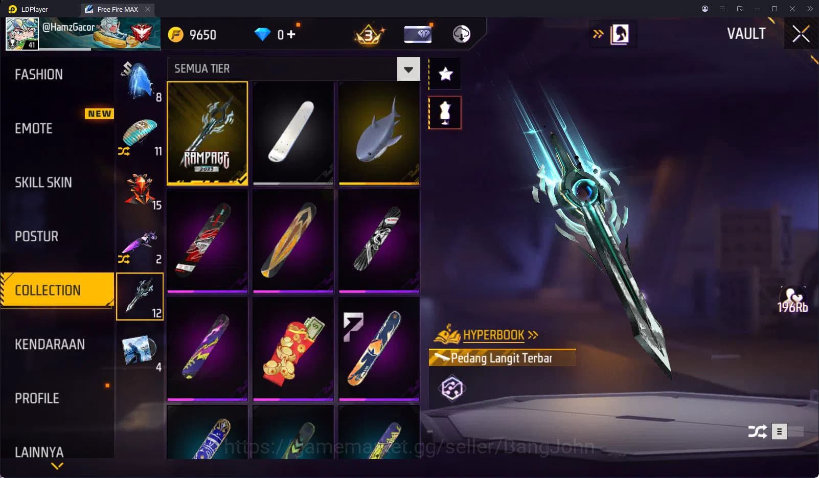 Free Fire Accounts Indonesia Vault 39 SG2 Hijau 1 Set Bundle Yuji Ita image 10