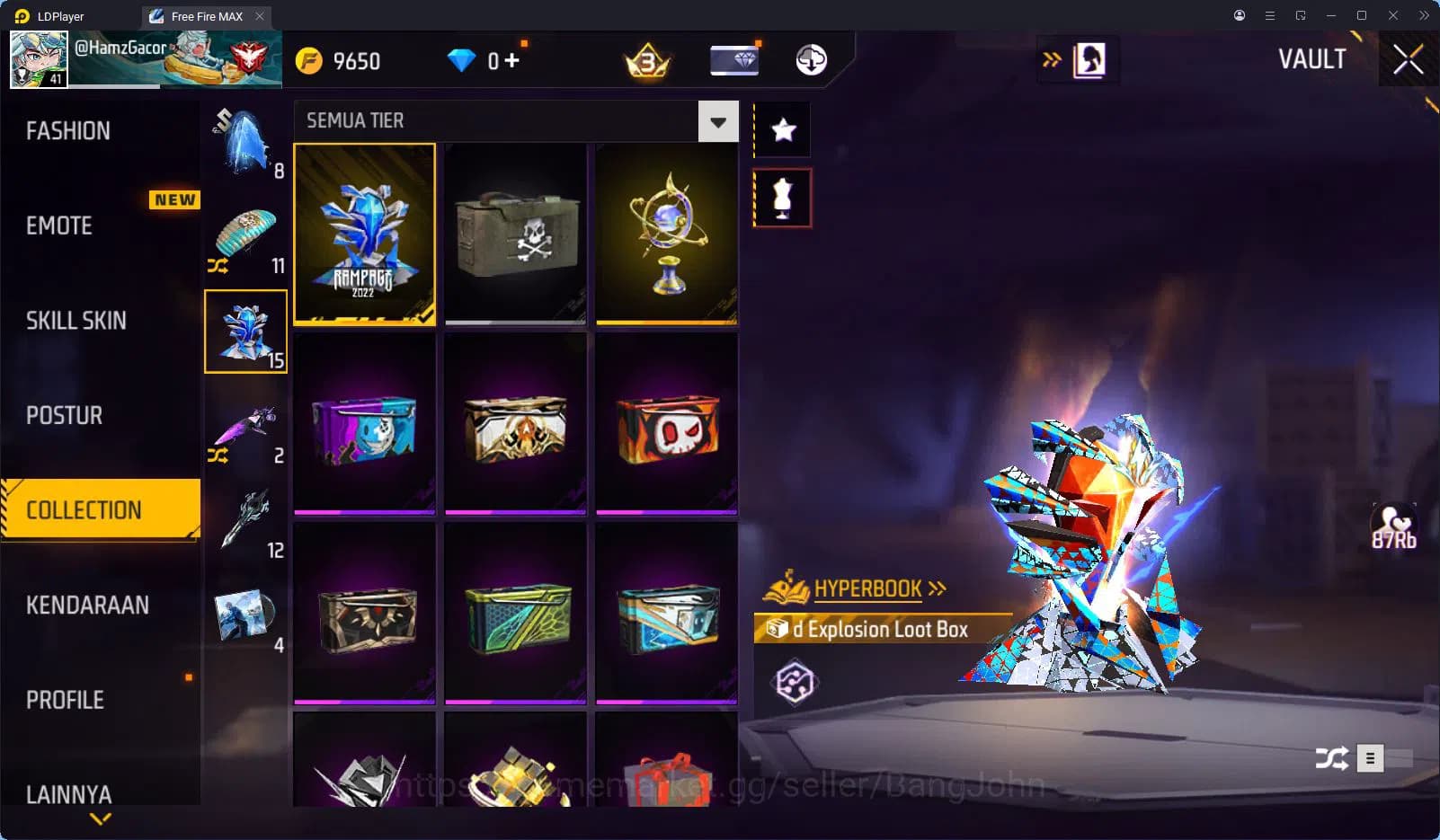 Free Fire Accounts Indonesia Vault 39 SG2 Hijau 1 Set Bundle Yuji Ita image 11