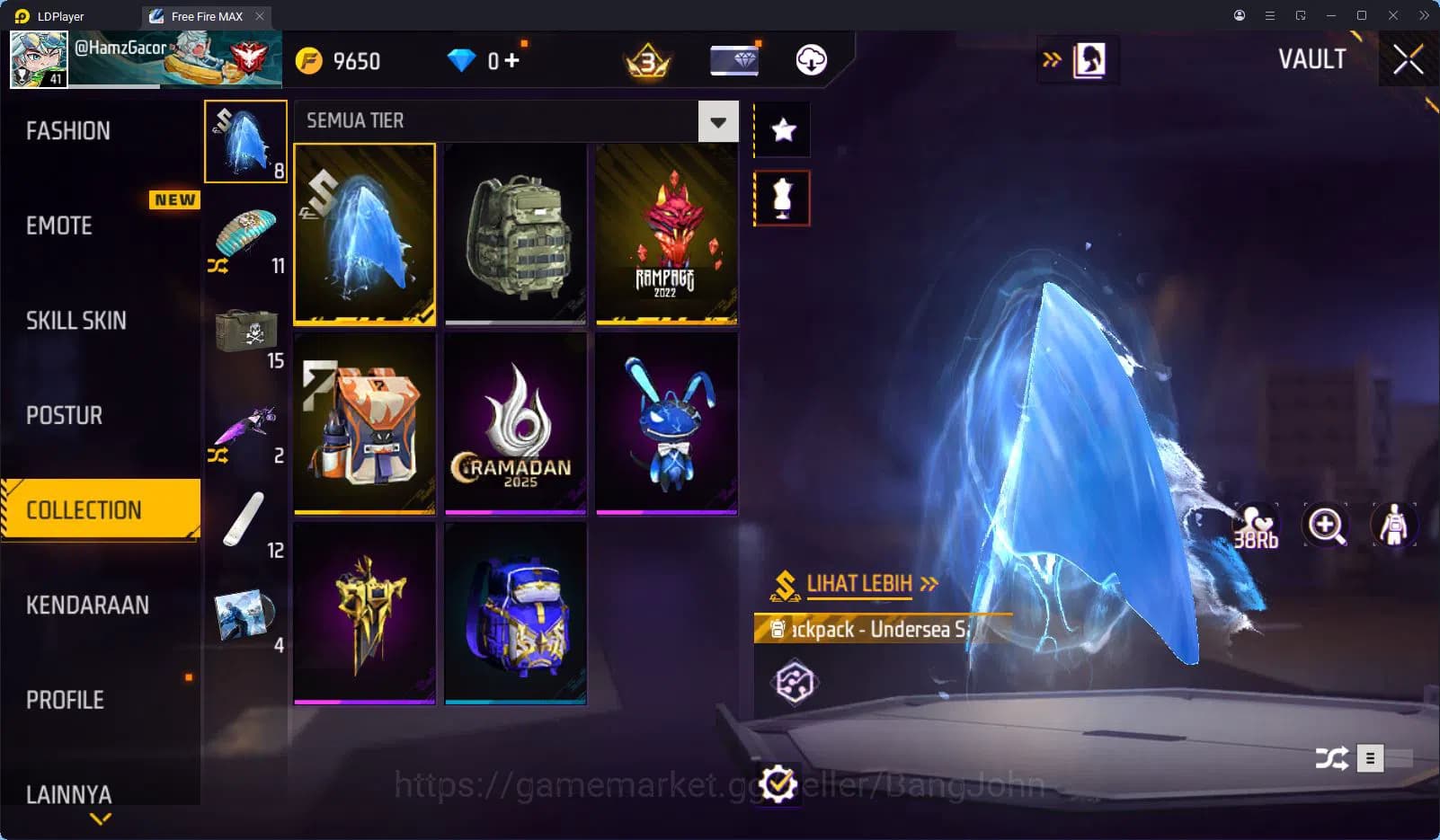 Free Fire Accounts Indonesia Vault 39 SG2 Hijau 1 Set Bundle Yuji Ita image 12