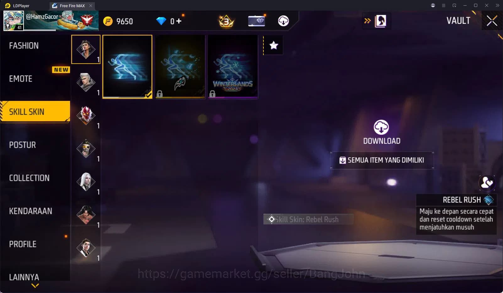 Free Fire Accounts Indonesia Vault 39 SG2 Hijau 1 Set Bundle Yuji Ita image 14