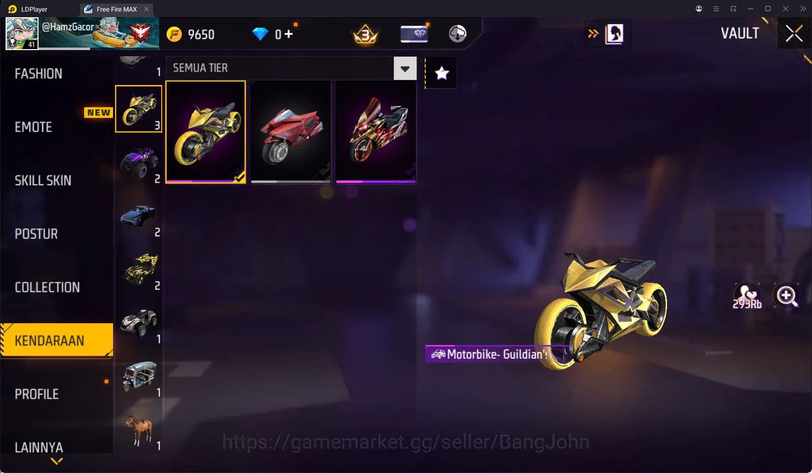 Free Fire Accounts Indonesia Vault 39 SG2 Hijau 1 Set Bundle Yuji Ita image 9