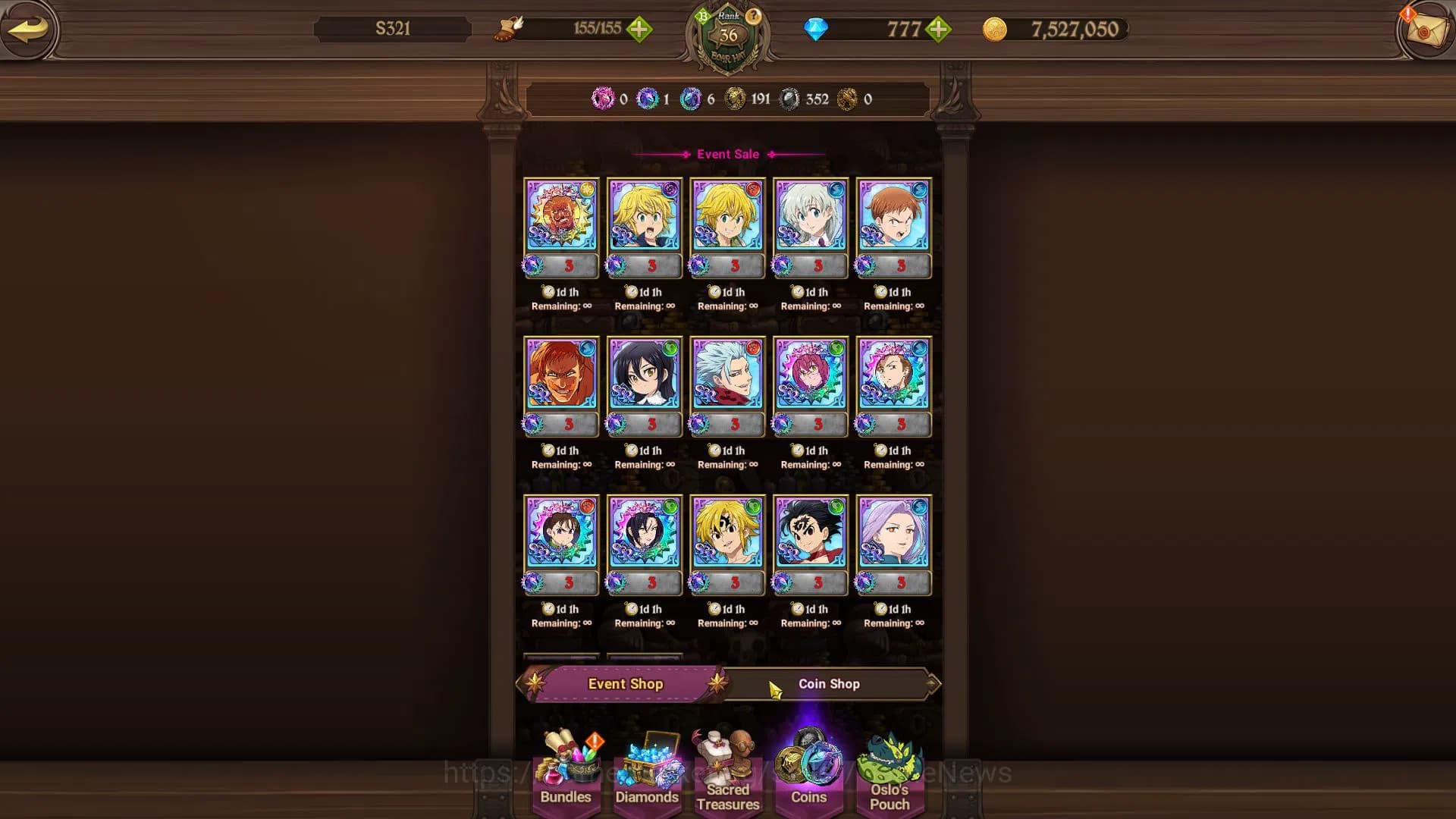 The Seven Deadly Sins: Grand Cross Accounts Global|932 K CC|Starter CH 4|777 Dm| 1 LR+1 UR+Col image 10
