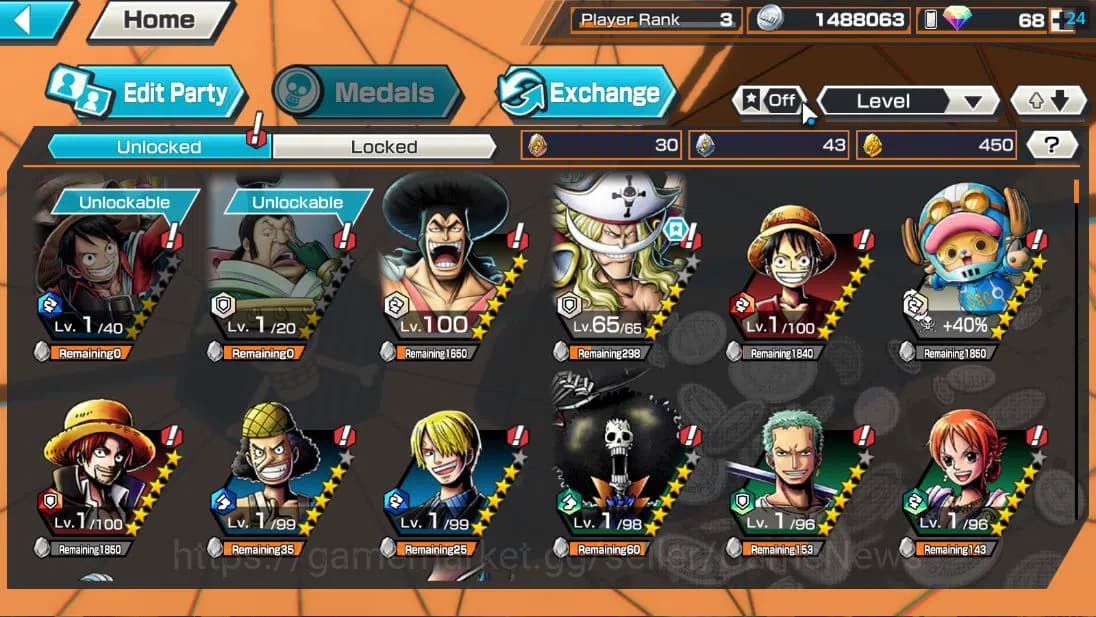 One Piece Bounty Rush Accounts Global| 4 EX| T5E St.Jaygarcia Saturn,Raid Roronoa image 4