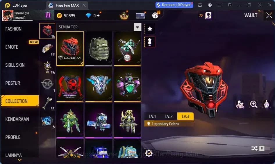 Free Fire Accounts Indonesia | Vault 137 | SG Lumut | Bundle Sasuke | image 11