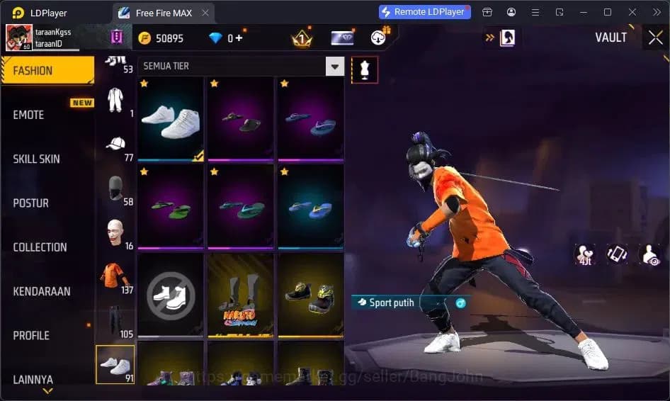 Free Fire Accounts Indonesia | Vault 137 | SG Lumut | Bundle Sasuke | image 13