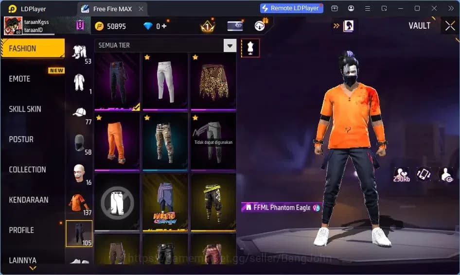 Free Fire Accounts Indonesia | Vault 137 | SG Lumut | Bundle Sasuke | image 14