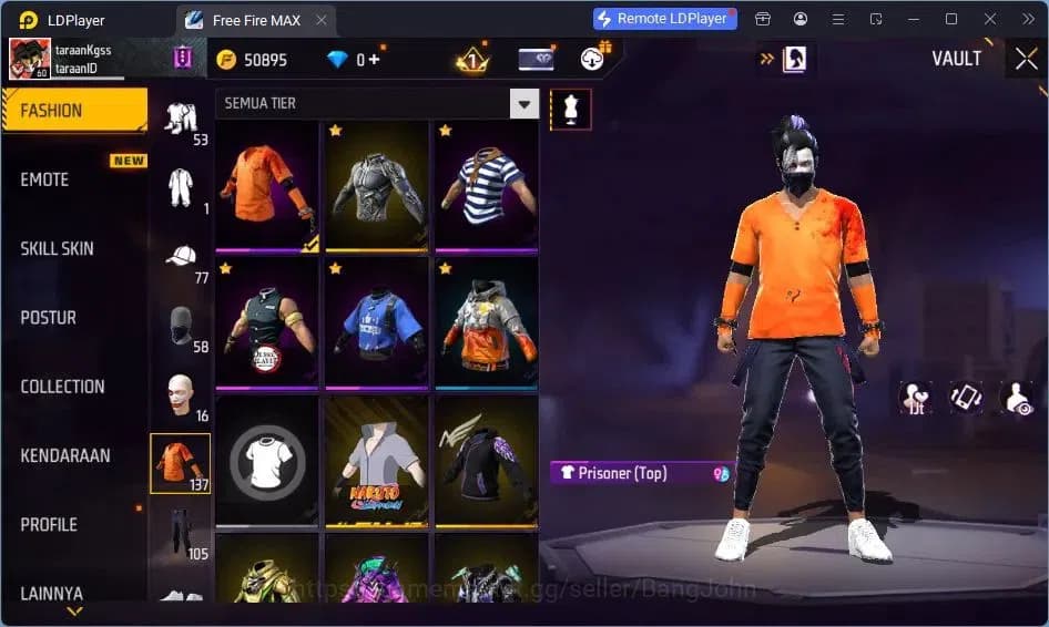 Free Fire Accounts Indonesia | Vault 137 | SG Lumut | Bundle Sasuke | image 15