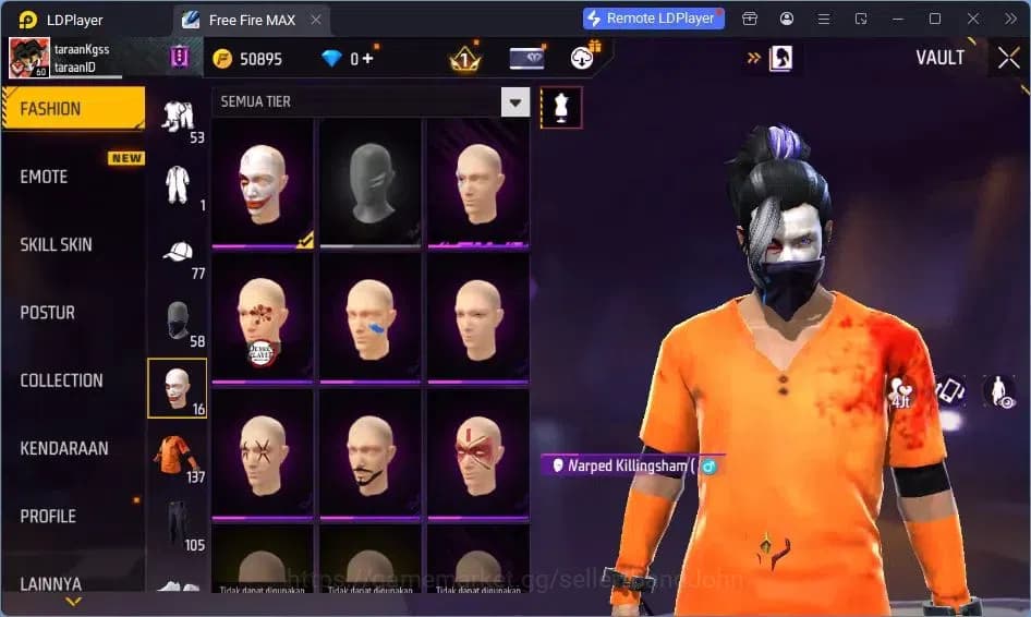 Free Fire Accounts Indonesia | Vault 137 | SG Lumut | Bundle Sasuke | image 16