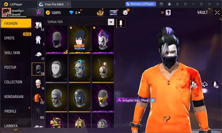 Free Fire Accounts Indonesia | Vault 137 | SG Lumut | Bundle Sasuke | image 17