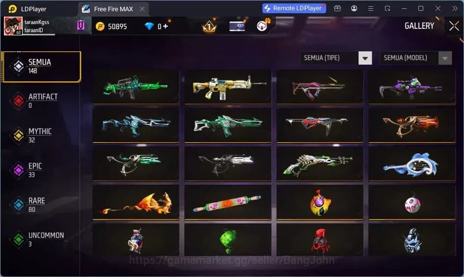 Free Fire Accounts Indonesia | Vault 137 | SG Lumut | Bundle Sasuke | image 3