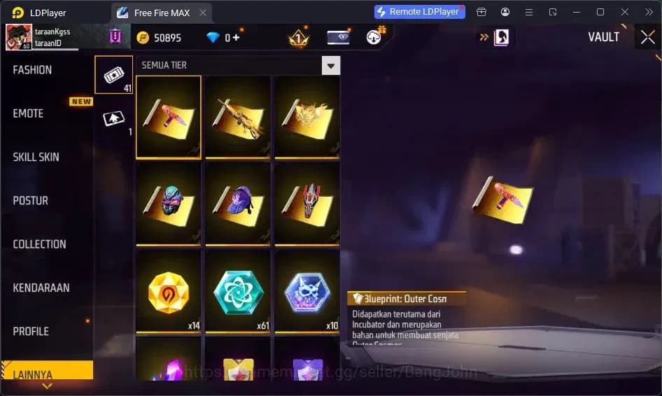 Free Fire Accounts Indonesia | Vault 137 | SG Lumut | Bundle Sasuke | image 5