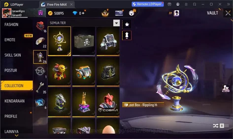 Free Fire Accounts Indonesia | Vault 137 | SG Lumut | Bundle Sasuke | image 9
