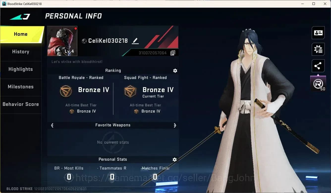 Blood Strike Accounts ASIA | Legendary Melee: Katana-Ronin | EVA MCX-EVA image 1