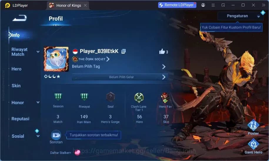 Honor of Kings Accounts Global | 56H 37S | 2 Legend: Lady Sun, Wukong | 2 image 14