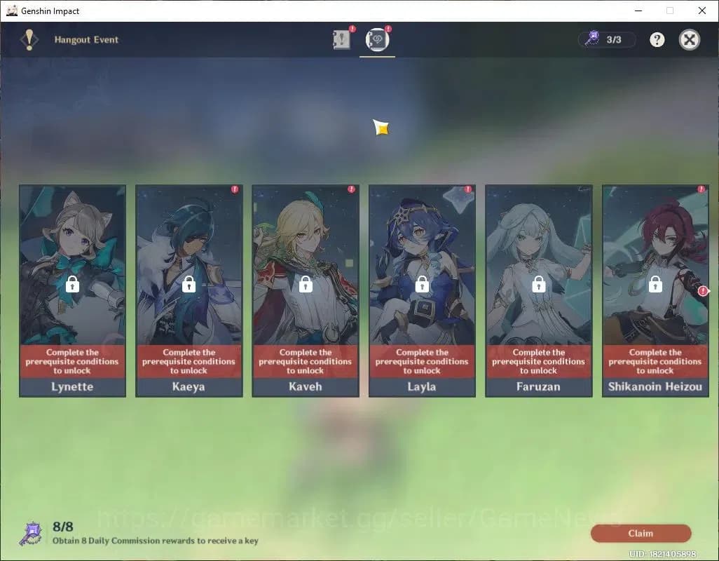 Genshin Impact Accounts Asia|AR 44|2 Limit +20(*4Character)|Lauma,Varesa,| image 12
