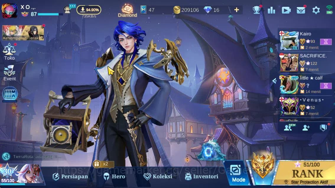 Mobile Legends: Bang Bang Accounts Hero 132|Skin 303|High Rank 108|Naruto[Julian,Vale image 1