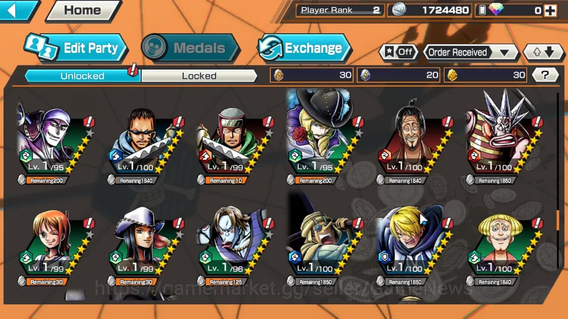 One Piece Bounty Rush Accounts Global|3EX|Winner Island Travalgar Law,T4Emperor T image 10