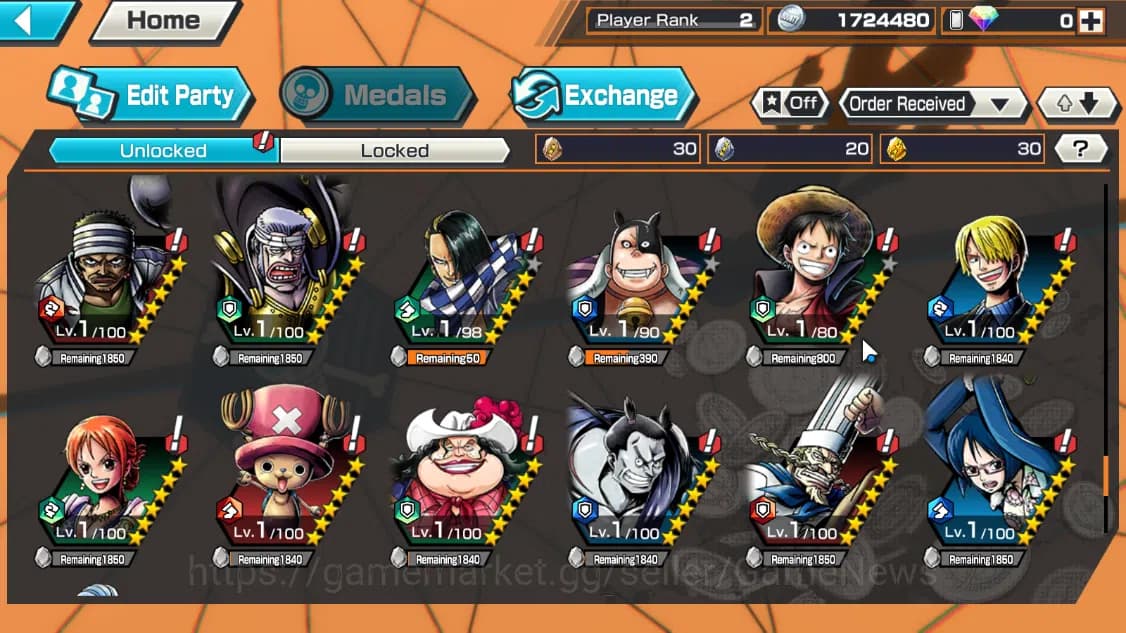 One Piece Bounty Rush Accounts Global|3EX|Winner Island Travalgar Law,T4Emperor T image 11