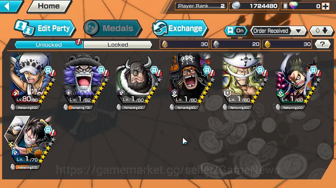 One Piece Bounty Rush Accounts Global|3EX|Winner Island Travalgar Law,T4Emperor T image 3