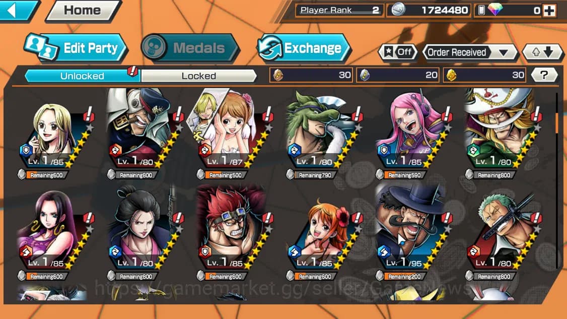One Piece Bounty Rush Accounts Global|3EX|Winner Island Travalgar Law,T4Emperor T image 5