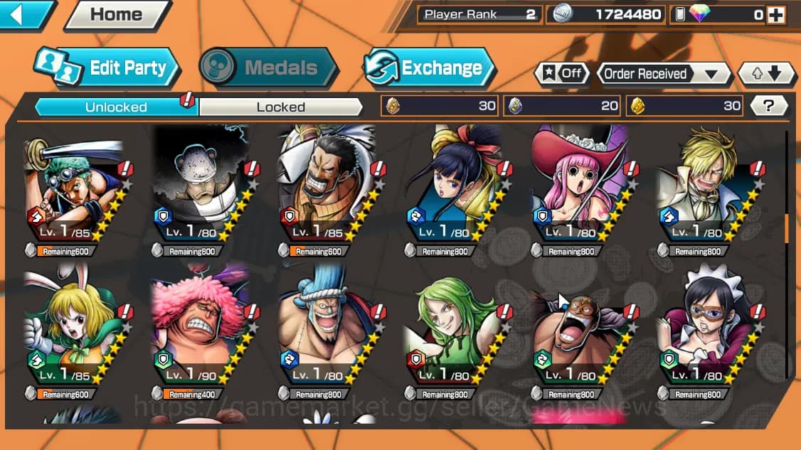 One Piece Bounty Rush Accounts Global|3EX|Winner Island Travalgar Law,T4Emperor T image 7