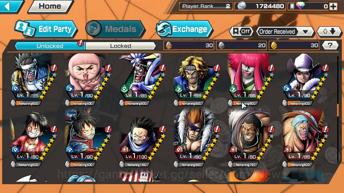 One Piece Bounty Rush Accounts Global|3EX|Winner Island Travalgar Law,T4Emperor T image 8