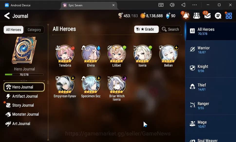 Epic Seven Accounts GLOBAL Unverif|NewEra|4 ML(E Ilynav,Belian,Specime image 6