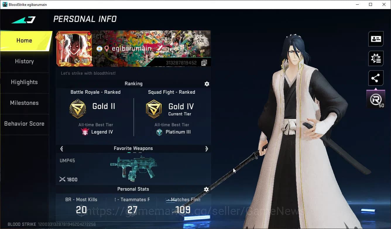 Blood Strike Accounts ASIA|ETERNAL ZERO+EVO FAL+Colab BLEACH Byakuya,EVA image 2