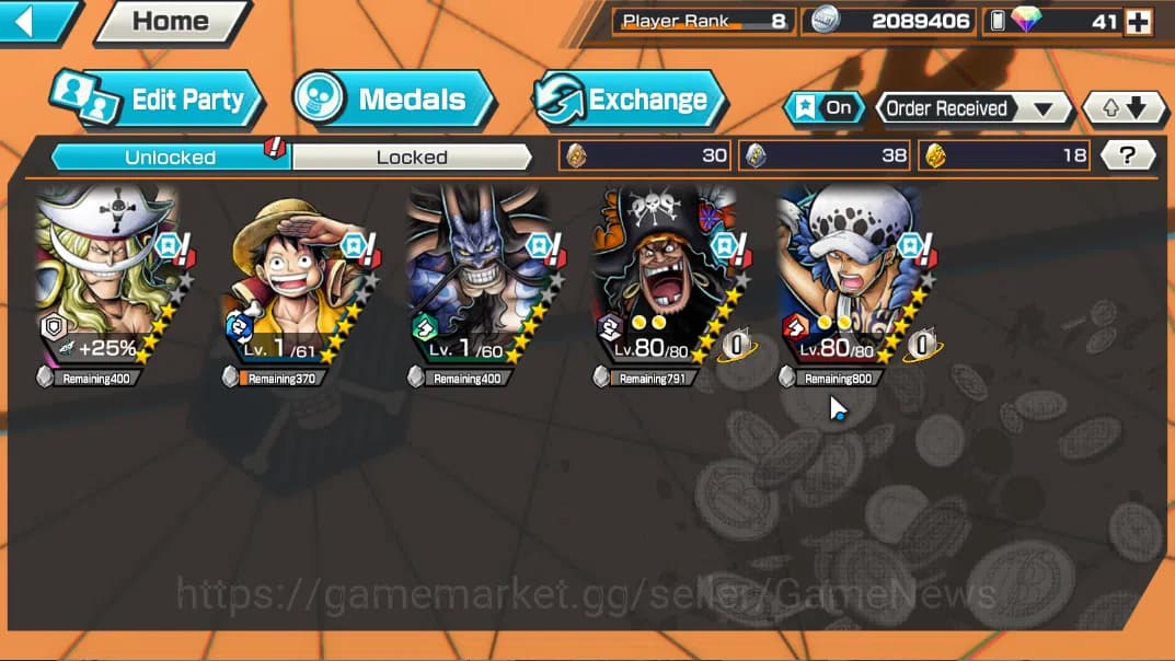 One Piece Bounty Rush Accounts Global|5 EX |MWD Monkey D.Luffy,WI Trafalgar Law,B image 4