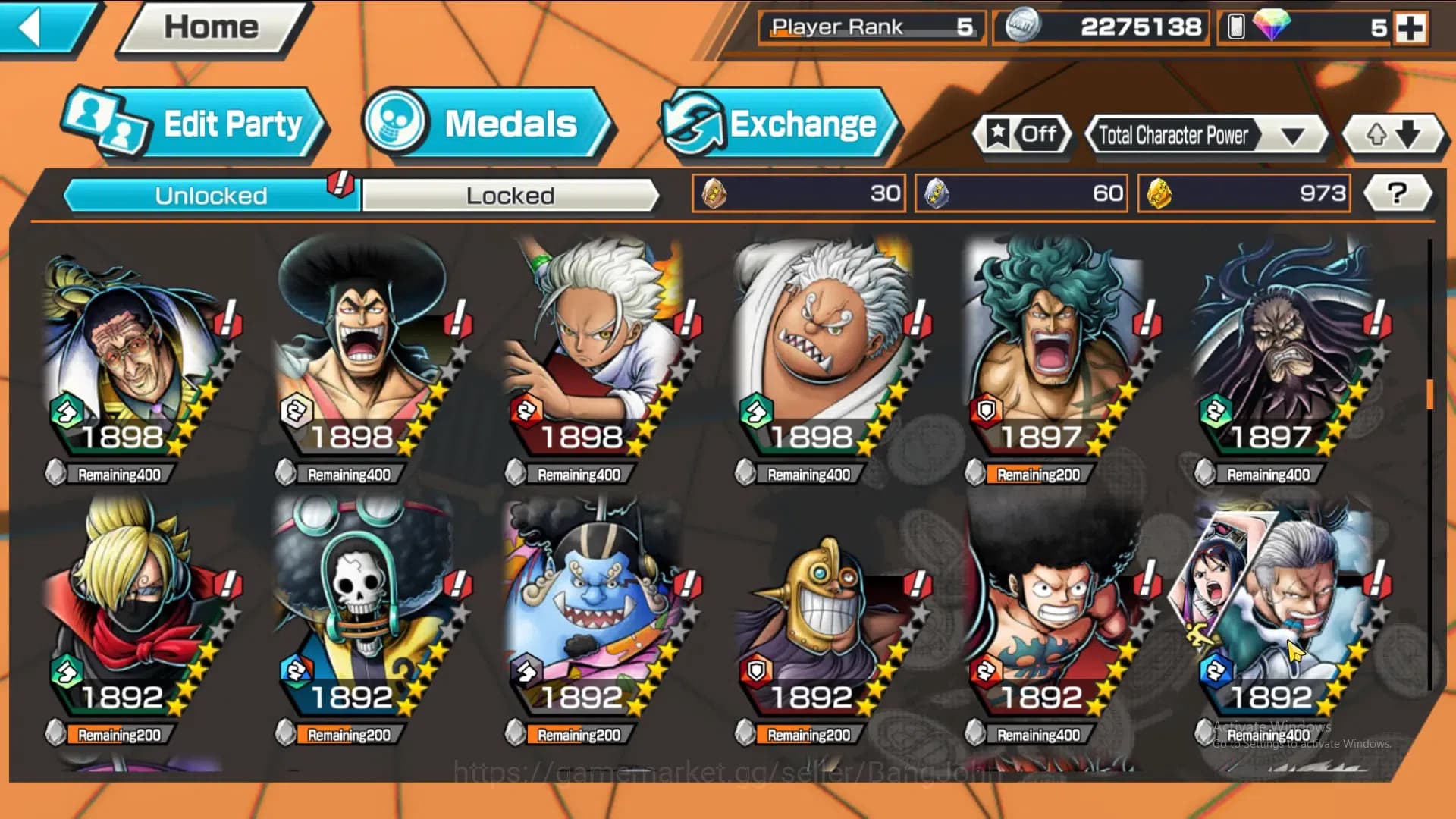 One Piece Bounty Rush Accounts GLOBAL|GF 973|3Ex|Law,Gol D Roger,Monkey D Garp,Ki image 5