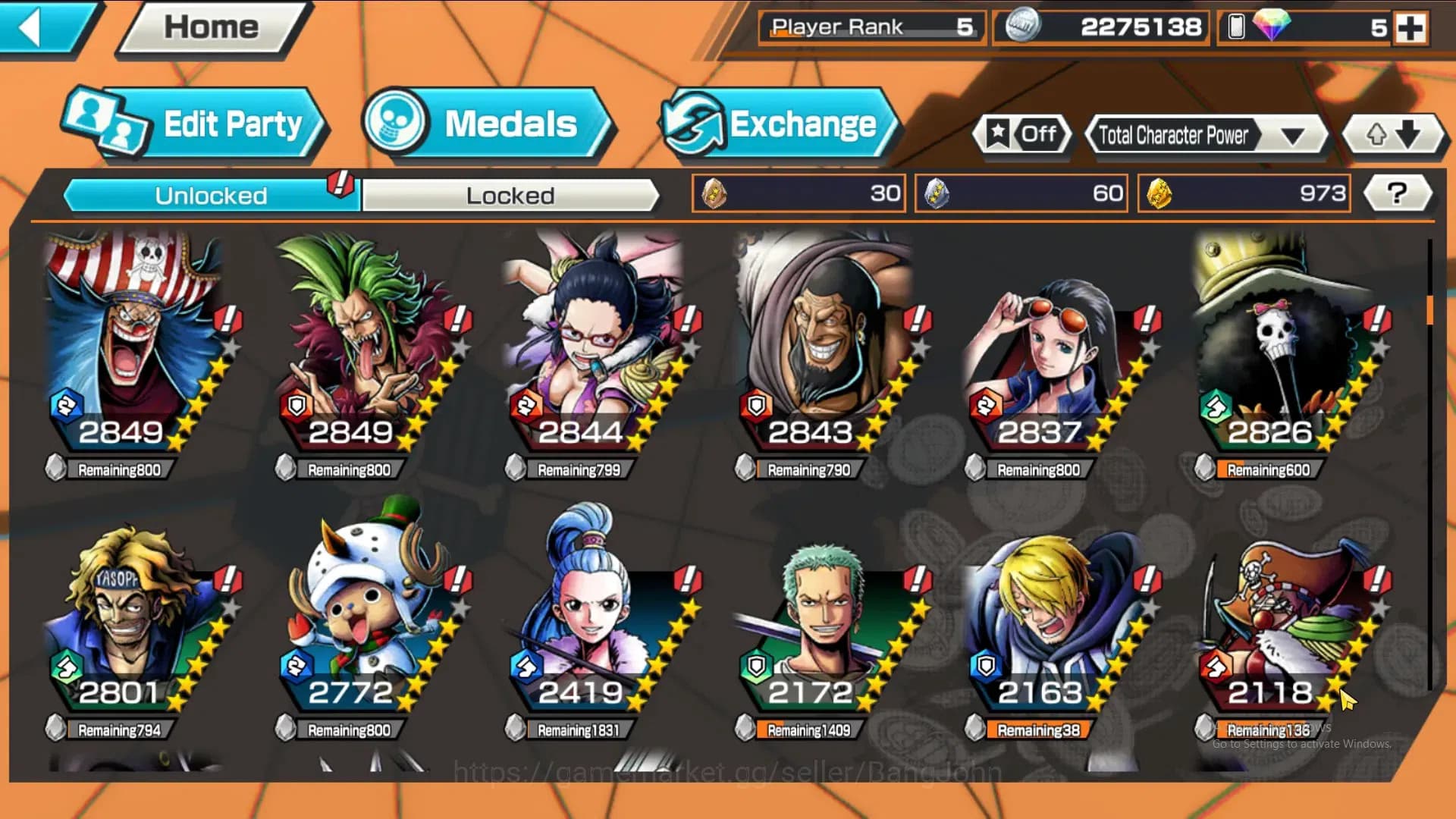 One Piece Bounty Rush Accounts GLOBAL|GF 973|3Ex|Law,Gol D Roger,Monkey D Garp,Ki image 8