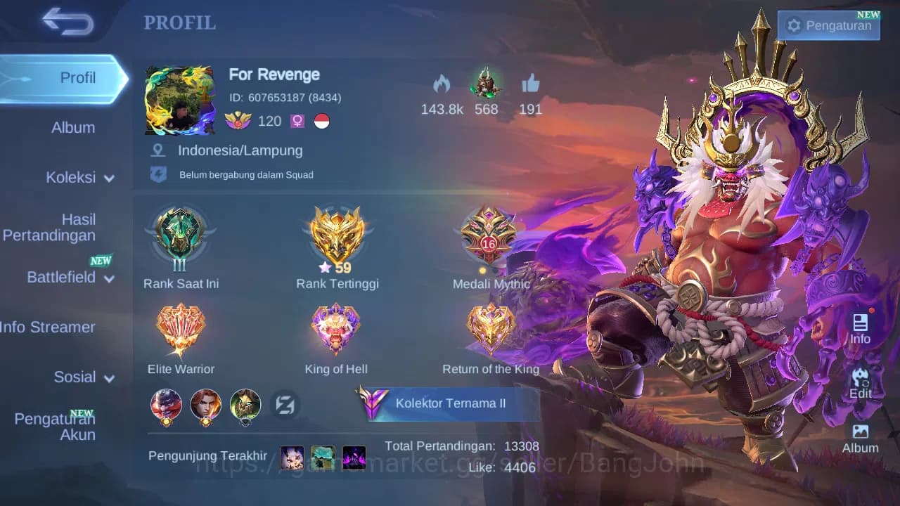 Mobile Legends: Bang Bang Accounts Hero 130 Skin 268 | Legend Franco | Stunt Chou | L image 1