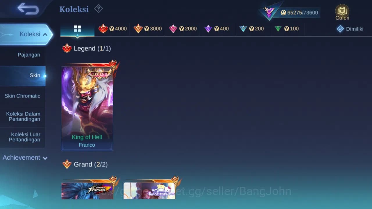 Mobile Legends: Bang Bang Accounts Hero 130 Skin 268 | Legend Franco | Stunt Chou | L image 2
