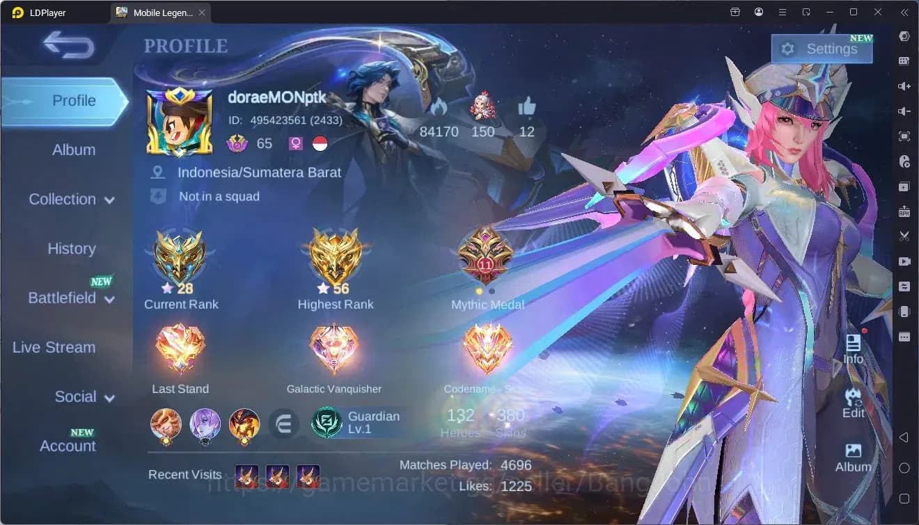 Mobile Legends: Bang Bang Accounts Global|Hero 132|Skin 380|Exalted|Legend Freya,Sabe image 20