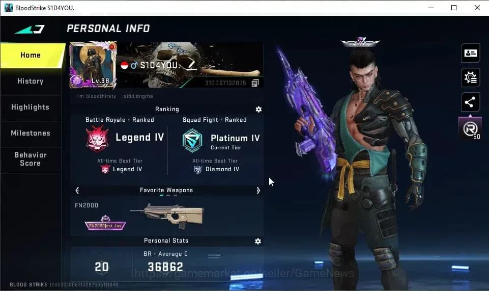 Blood Strike Accounts ASIA|4 ULTRA[ETHAN,Spear Lv2,FN2000 Lv4,Vector Lv2 image 2
