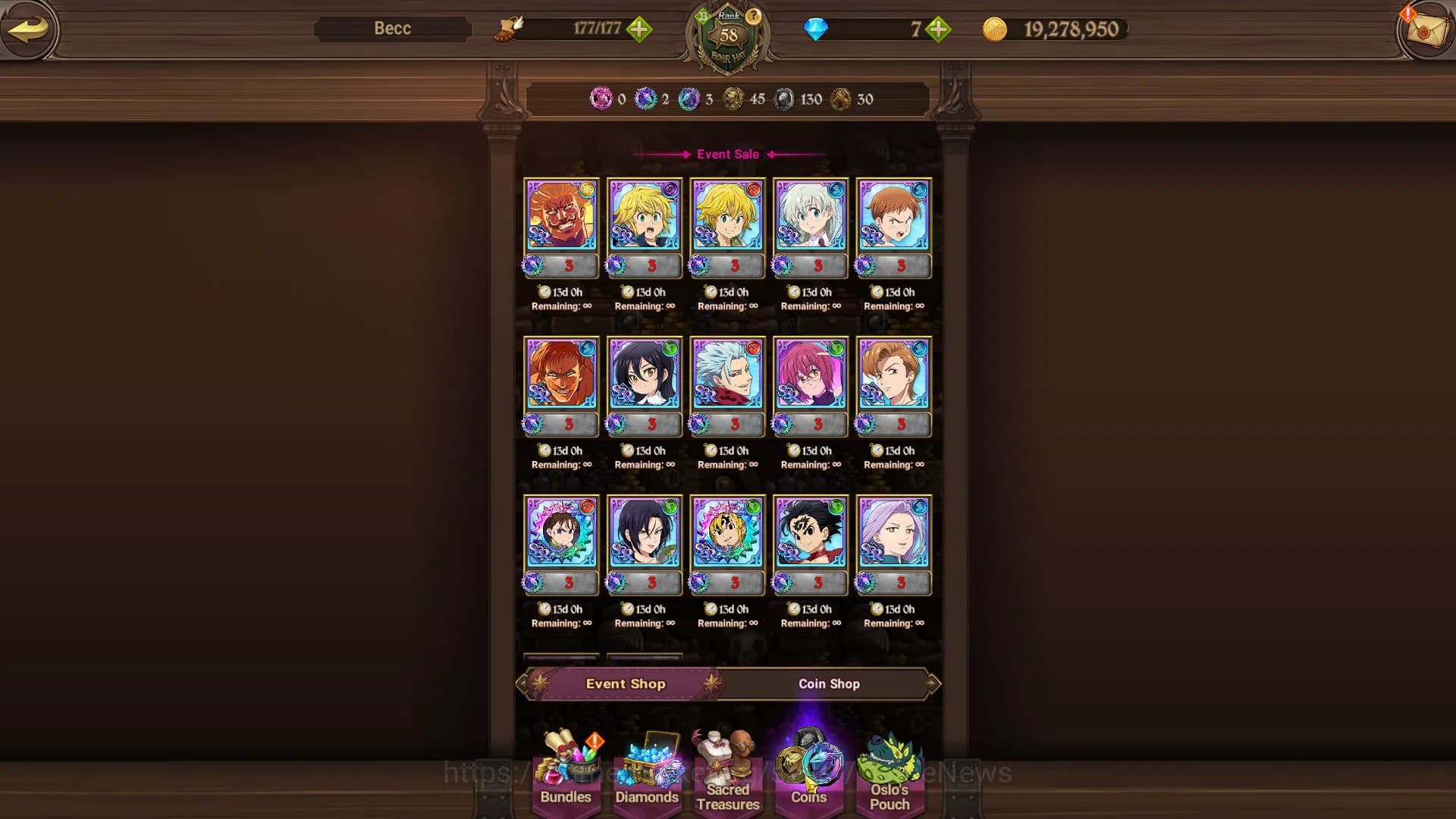 The Seven Deadly Sins: Grand Cross Accounts Global|1 M CC|Starter Ch4| 4 UR | Salos, ODK2/6, A image 9