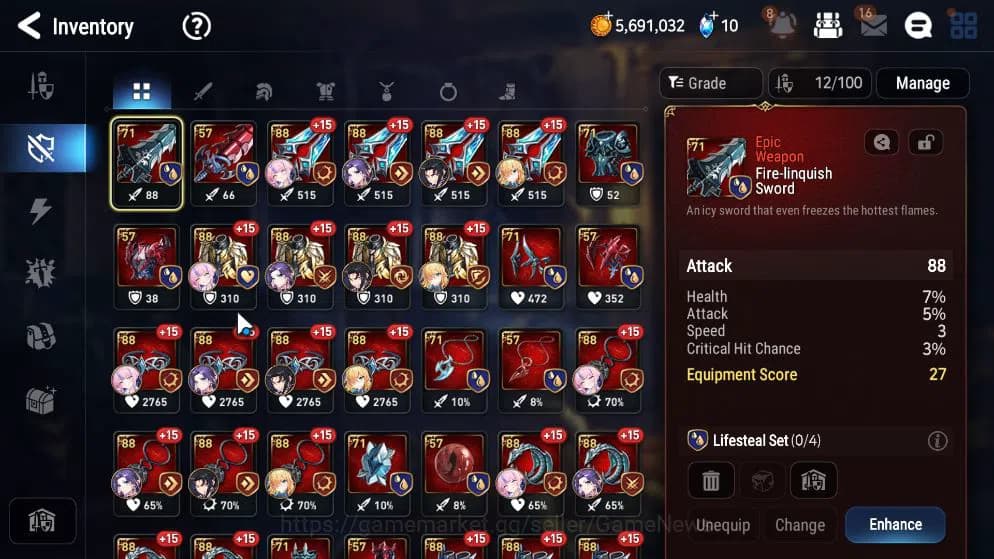 Epic Seven Accounts GLOBAL UNVERIF|New Era|2 ML(LOT Scales,Hellion Lua image 8