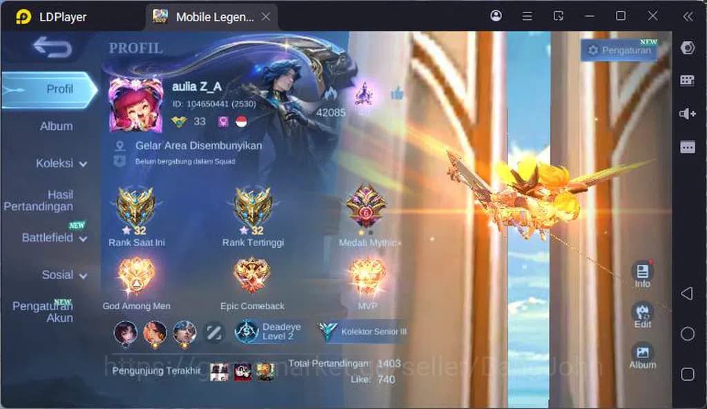 Mobile Legends: Bang Bang Accounts GLOBAL|Hero 74|Skin |Light Fanny+Granger,Blazing L image 1