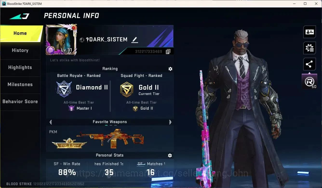 Blood Strike Accounts ASIA | Eternal Desert Eagle-Scorpius(Lv1)|2 Ultra image 1