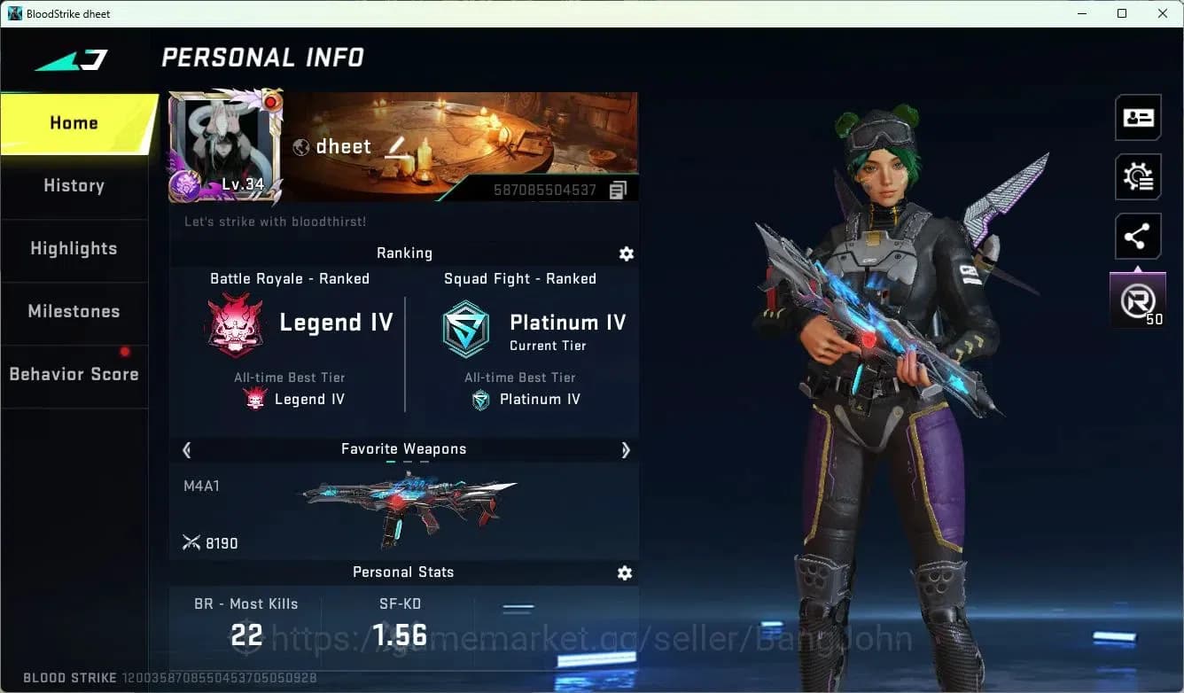 Blood Strike Accounts ASIA | 3 Collab Skins | 1 Limited Skins | 9 Legend image 1