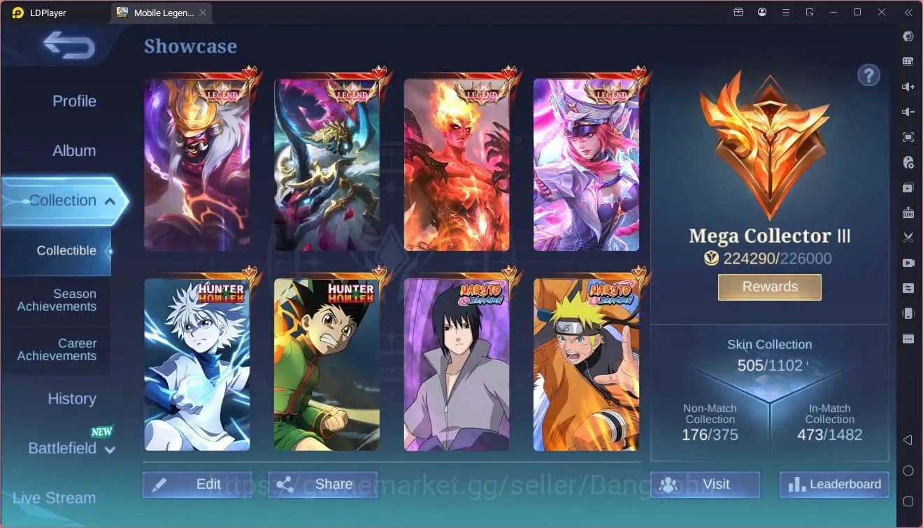 Mobile Legends: Bang Bang Accounts Global|Hero 132|Skin 505|Mega|Legend Franco+Freya+ image 2