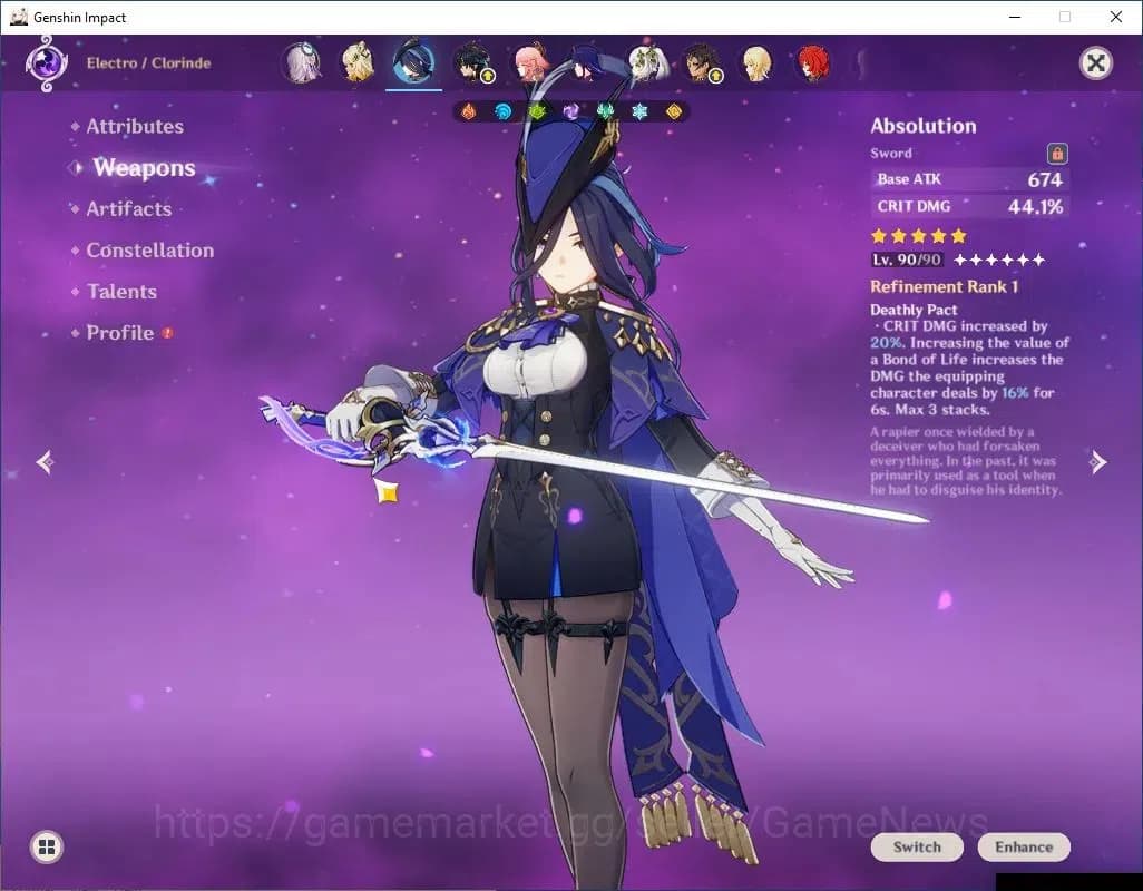 Genshin Impact Accounts ASIA|AR 56|10 Limited+4(*5Weapon)|(Clorinde,Raiden image 3