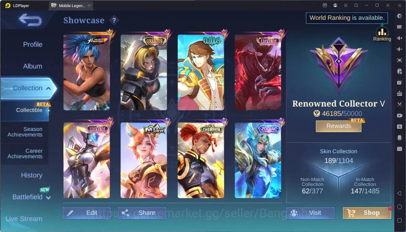 Mobile Legends: Bang Bang Accounts Global|Hero 110|Skin 189|Renowned|KOF Karina|CC Na image 19