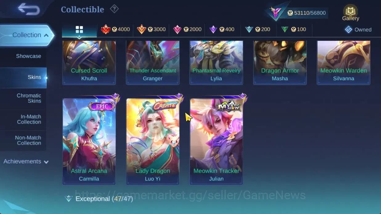 Mobile Legends: Bang Bang Accounts Hero 103|Skin 190|High Glory 73|KOF Karina,PRIME G image 14
