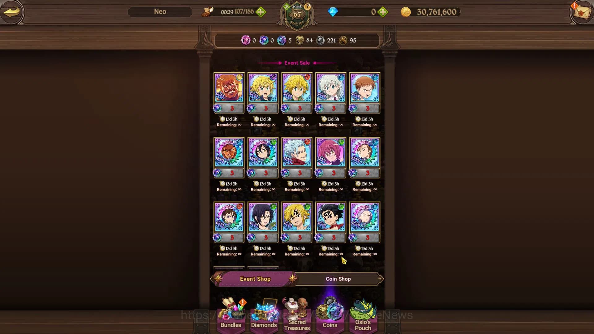 The Seven Deadly Sins: Grand Cross Accounts Global|1,1M CC|Starter Ch4|4 UR| Oppressor Demon K image 9