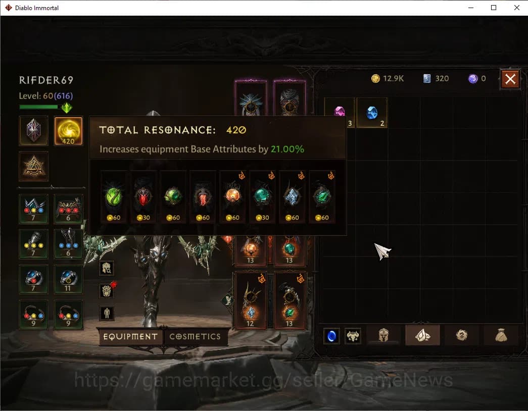 Diablo Immortal Accounts SA - Malah|CS ON|Lv60(616)|Demon Hunter|CR 36k|Res image 6