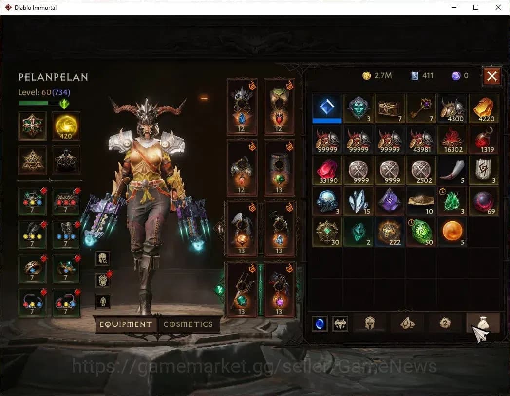 Diablo Immortal Accounts NA-Chain Of Honor|CS ON|Lv60(734)|Demon Hunter|CR image 7